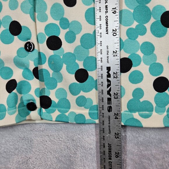 Pendleton Womens M Silk blend Polka Dot Cardigan Seafoam & Black preppy feminine - Picture 4 of 10